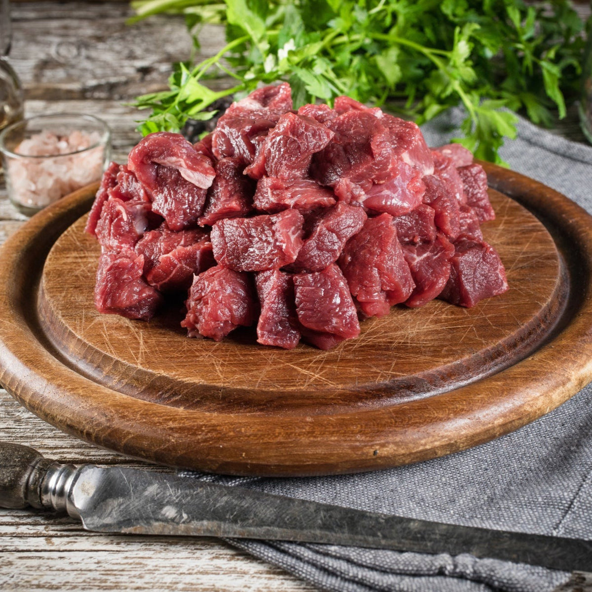 Raw dry aged Angus Meat from Diamond B Ranch