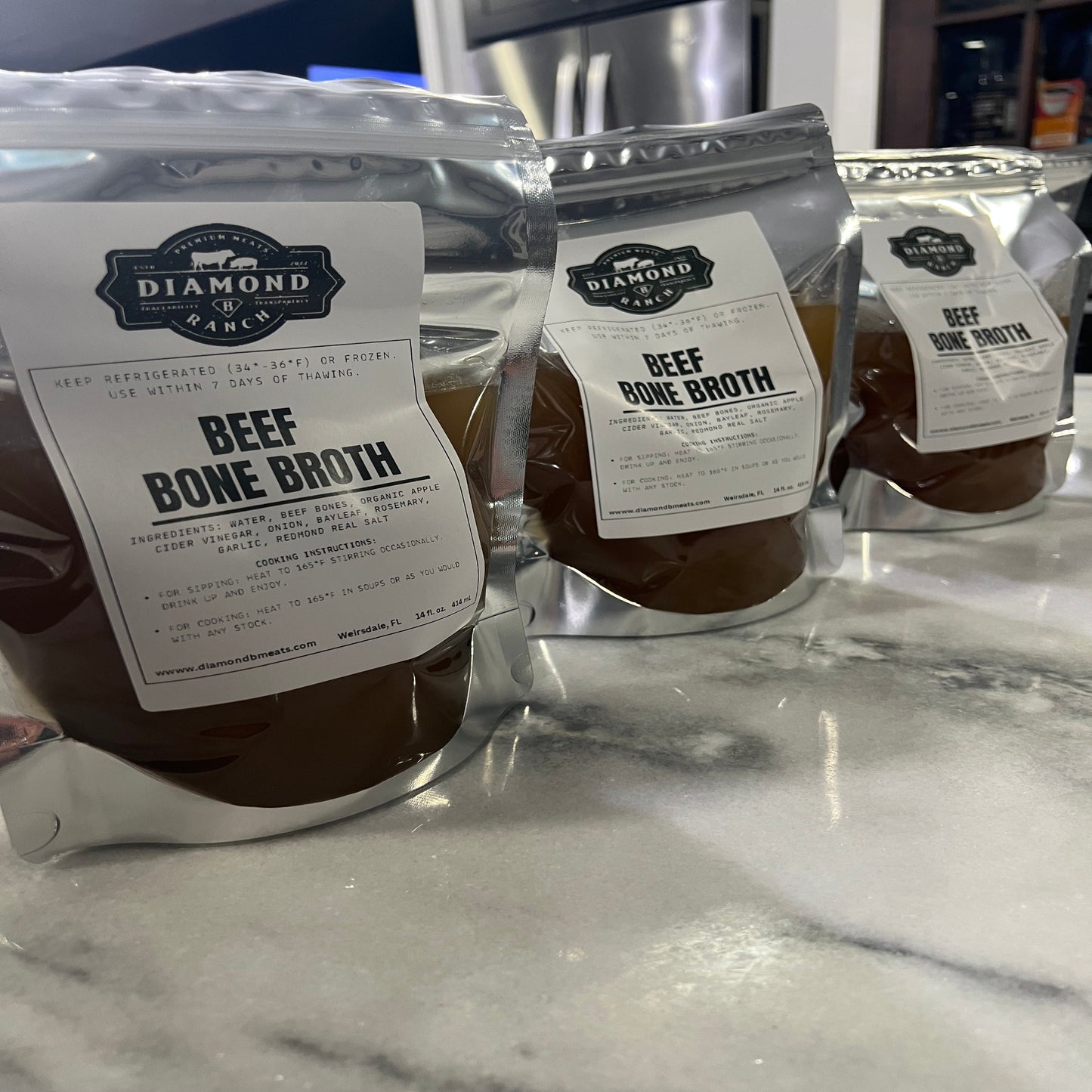 Packaged Black Angus Beef Bone Broth from Diamond B Ranch
