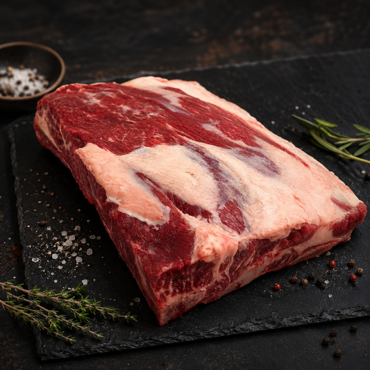 Raw dry aged Angus Bronto Ribs from Diamond B Ranch