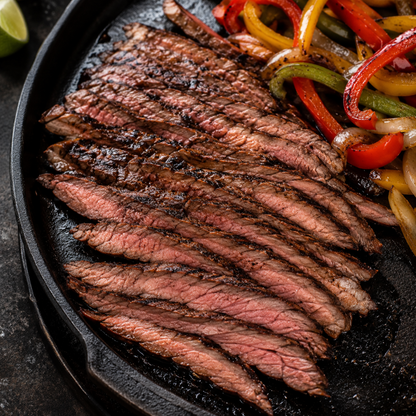 Grilled Flank Steak sliced fajita style from Diamond B Ranch